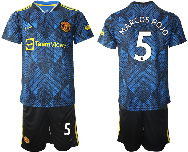 Men 2021-2022 Club Manchester United Second away blue #5 Soccer Jersey